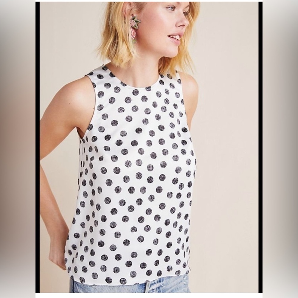 Anthropologie HUTCH Asymmetrical Polka Dot Tank NWT Size Medium